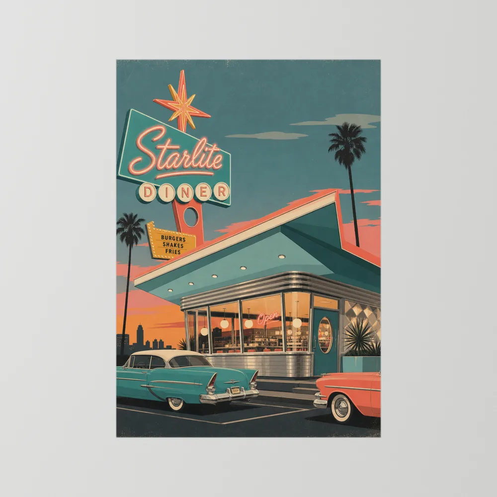 Starlite Diner Retro Americana Art Print