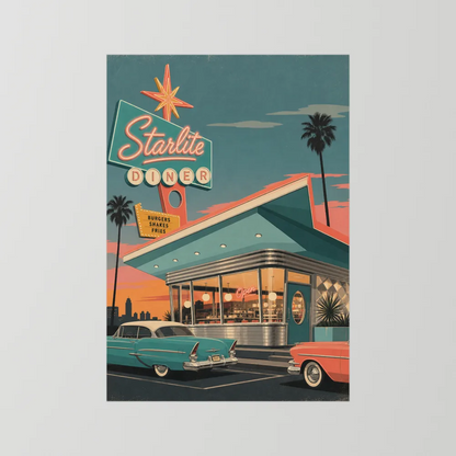 Starlite Diner Retro Americana Art Print