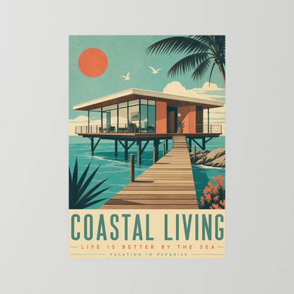 Coastal Living Mid-Century Beach House Art Print