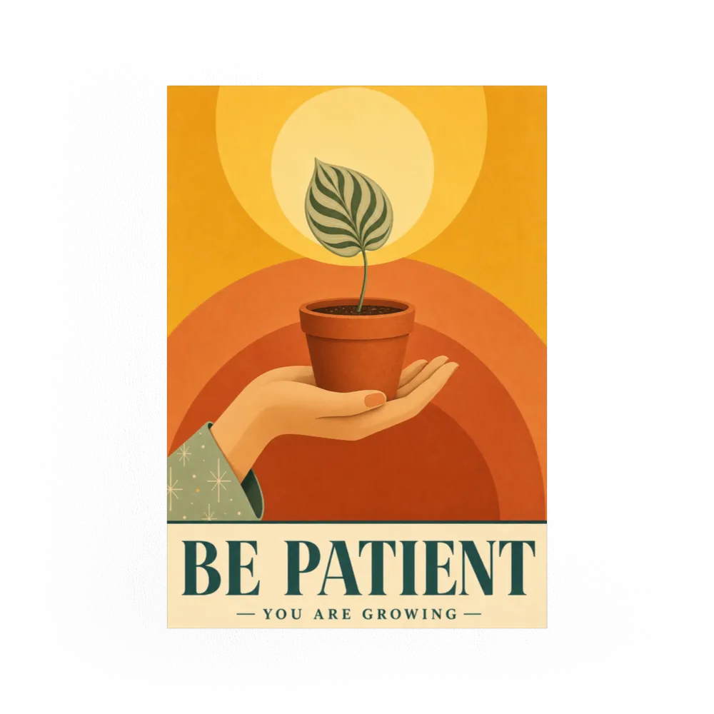 Be Patient – Retro Botanical Plant Art Print