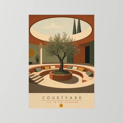 Courtyard Live In The Sunshine Olive Tree Art Print