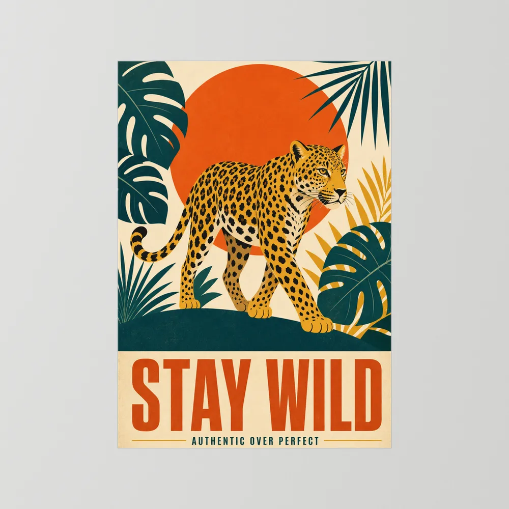 Stay Wild Leopard – Retro Jungle Art Print