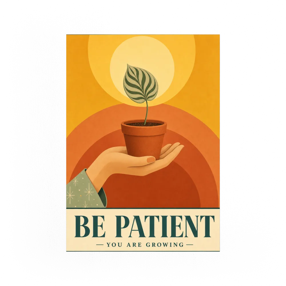 Be Patient – Retro Botanical Plant Art Print