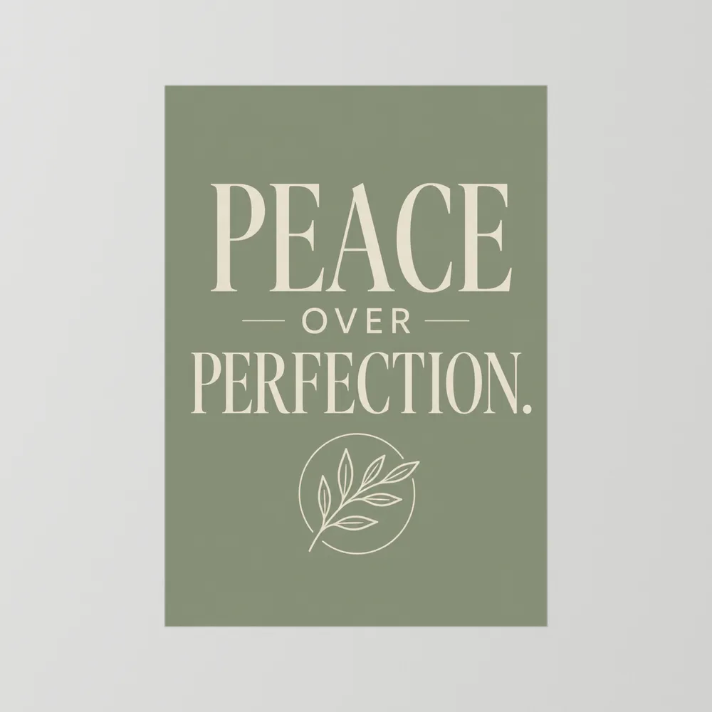 "Peace Over Perfection" Retro Botanical Art Print