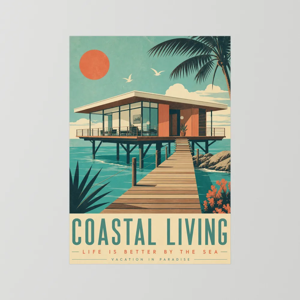 Coastal Living Mid-Century Beach House Art Print