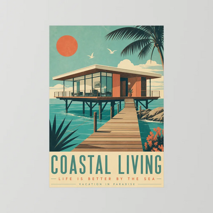 Coastal Living Mid-Century Beach House Art Print