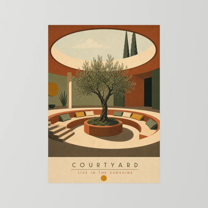 Courtyard Live In The Sunshine Olive Tree Art Print