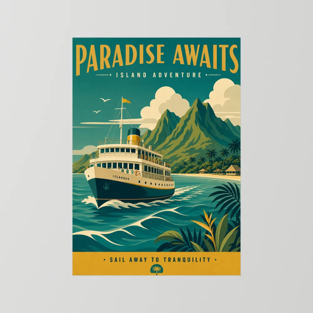 Paradise Awaits Vintage Island Travel Poster Art Print