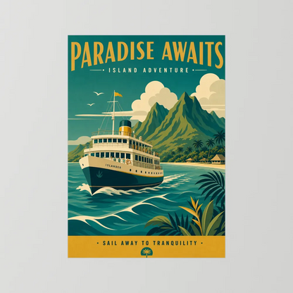 Paradise Awaits Vintage Island Travel Poster Art Print