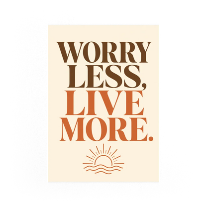 "Worry Less, Live More" Retro Sunset Art Print
