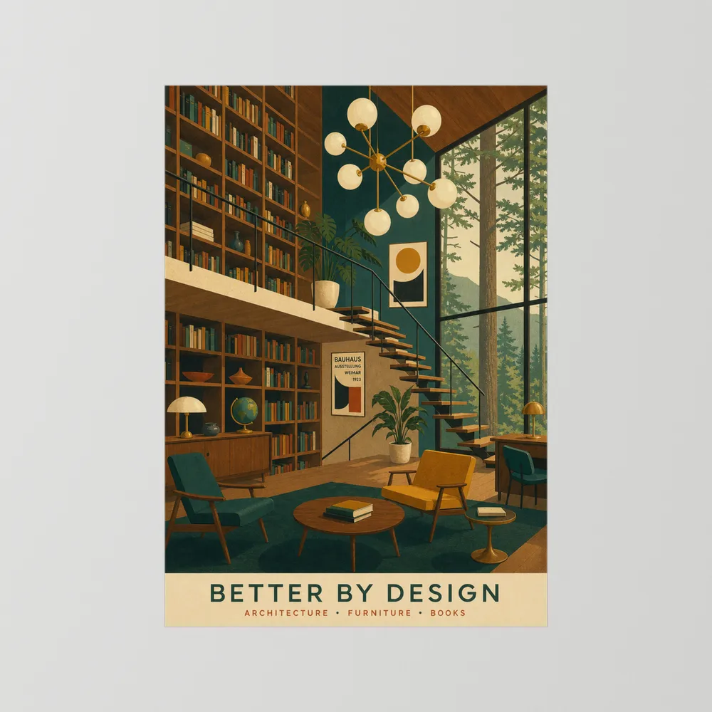 Better By Design Mid-Century Modern Library Art Print