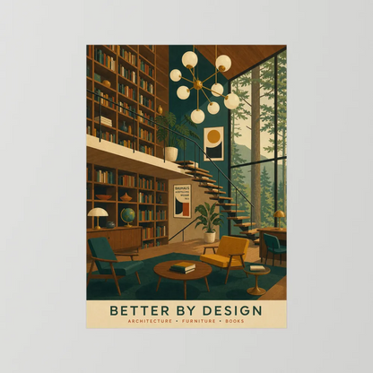 Better By Design Mid-Century Modern Library Art Print