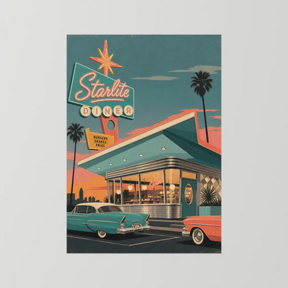 Starlite Diner Retro Americana Art Print