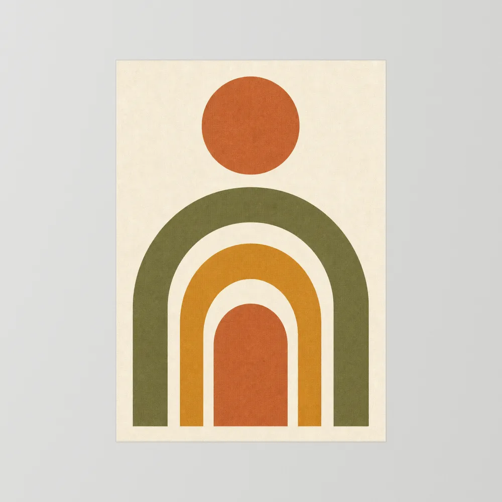 Terracotta Rainbow Sun Boho Minimalist Art Print