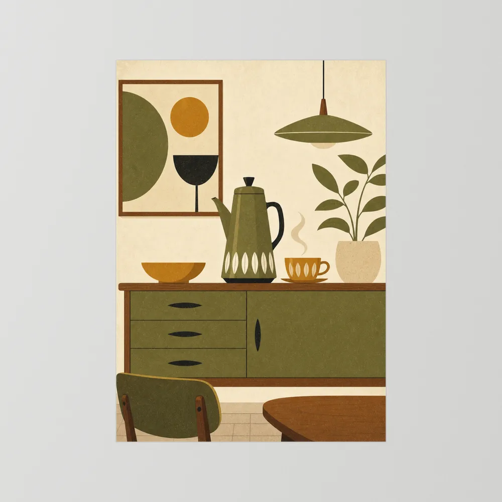Mid-Century Modern Coffee Nook Still Life Art Print