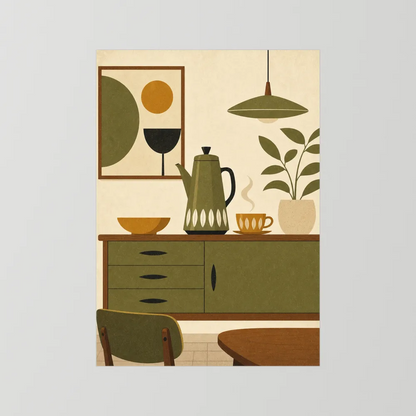 Mid-Century Modern Coffee Nook Still Life Art Print