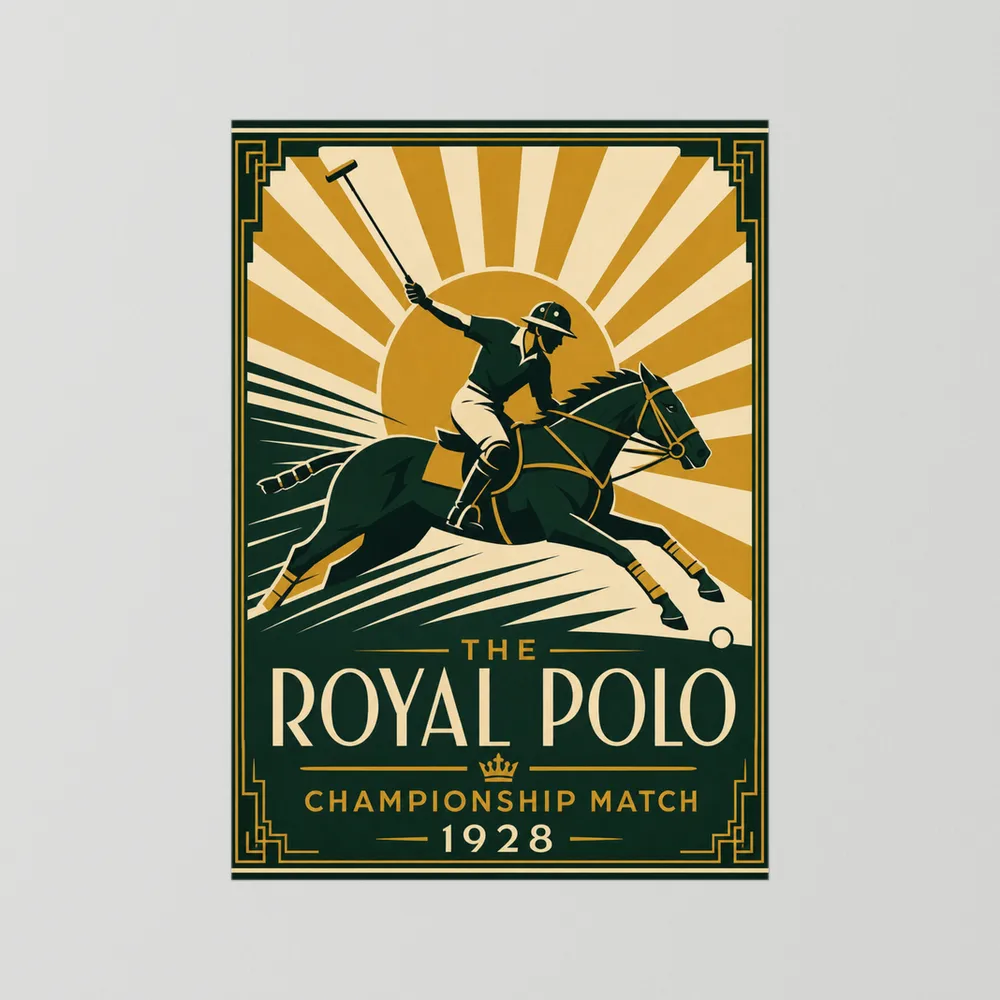 The Royal Polo: Championship Match 1928 – Vintage Art Deco Sports Poster Print