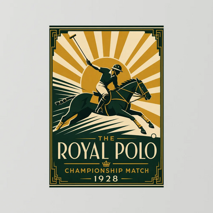 The Royal Polo: Championship Match 1928 – Vintage Art Deco Sports Poster Print