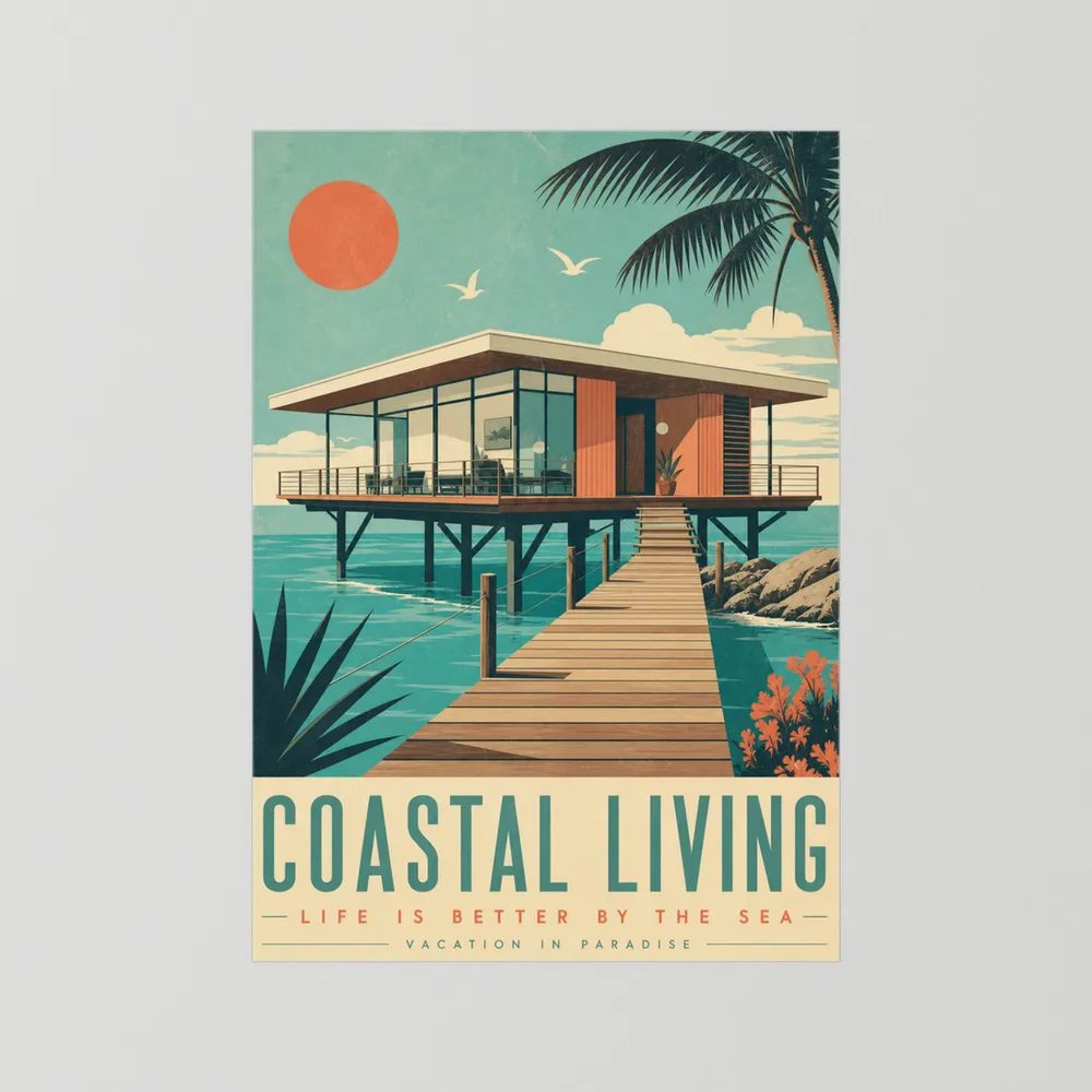 Coastal Living Mid-Century Beach House Art Print
