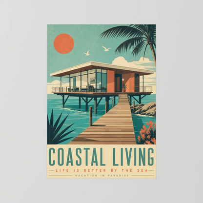 Coastal Living Mid-Century Beach House Art Print