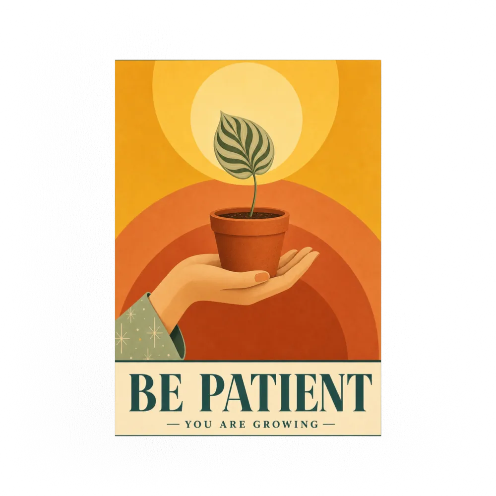 Be Patient – Retro Botanical Plant Art Print