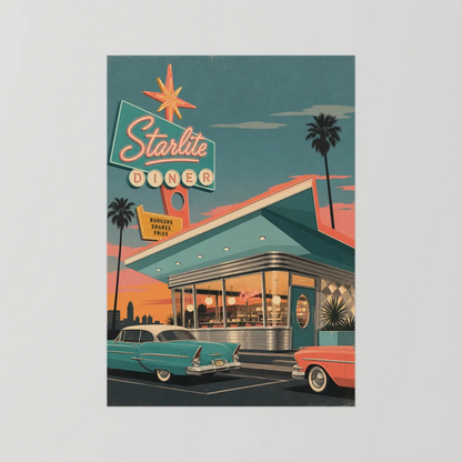 Starlite Diner Retro Americana Art Print