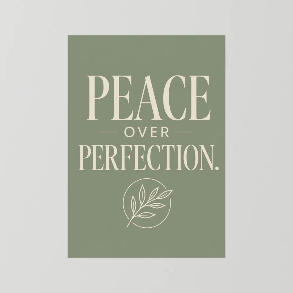 "Peace Over Perfection" Retro Botanical Art Print
