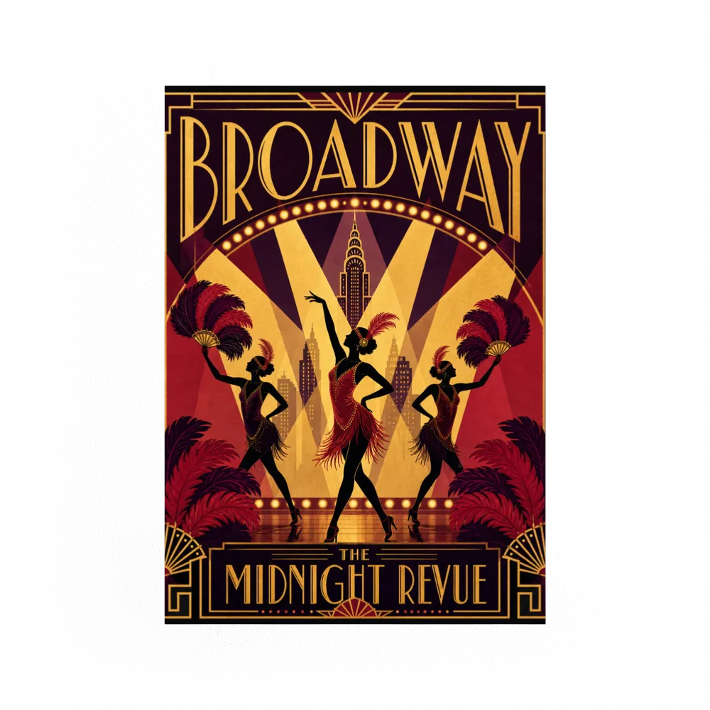 Broadway: The Midnight Revue – Vintage 1920s Art Deco Cabaret Poster Print