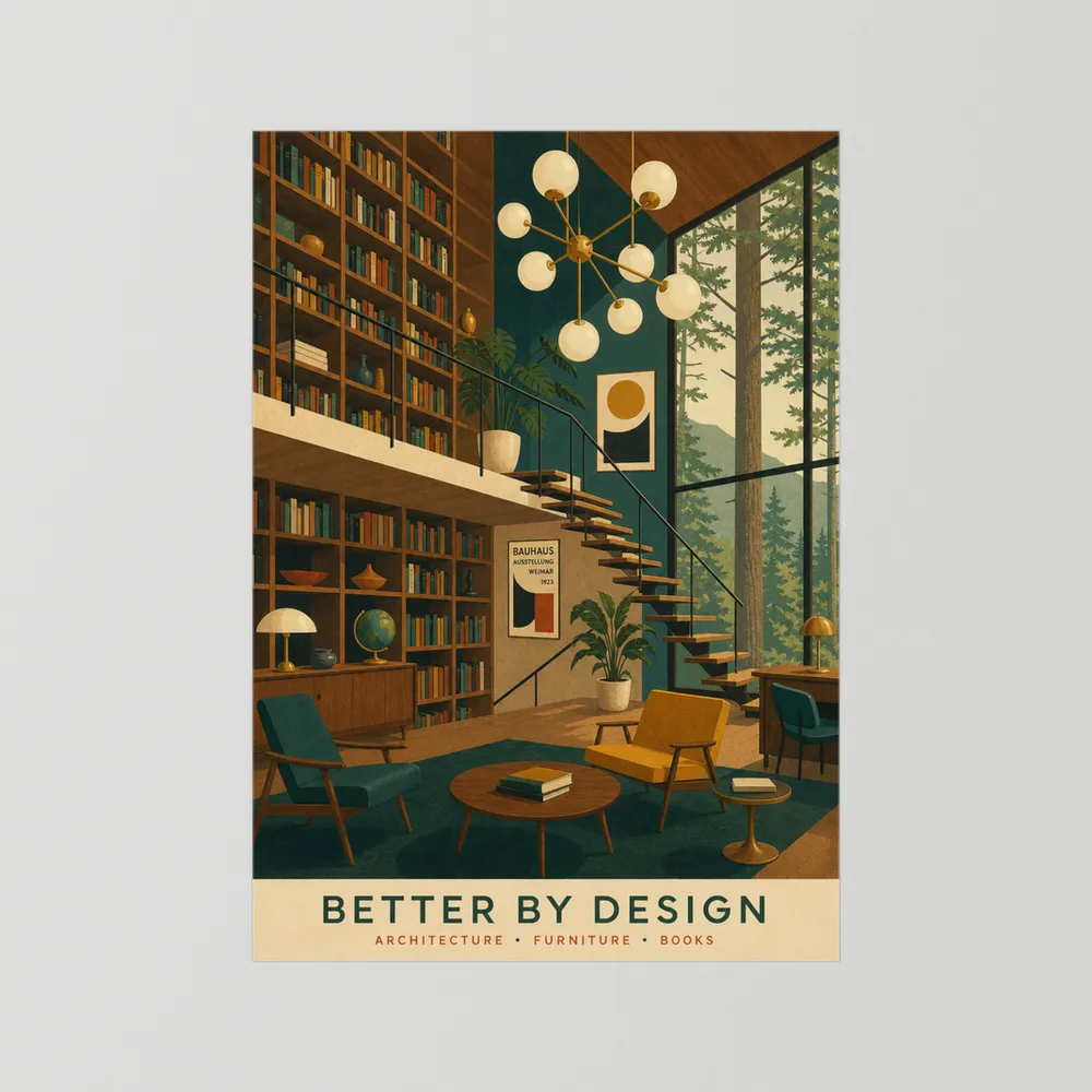 Better By Design Mid-Century Modern Library Art Print