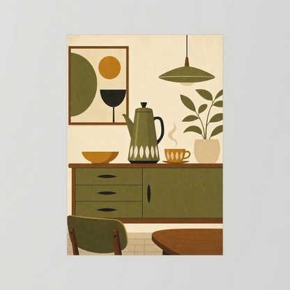 Mid-Century Modern Coffee Nook Still Life Art Print