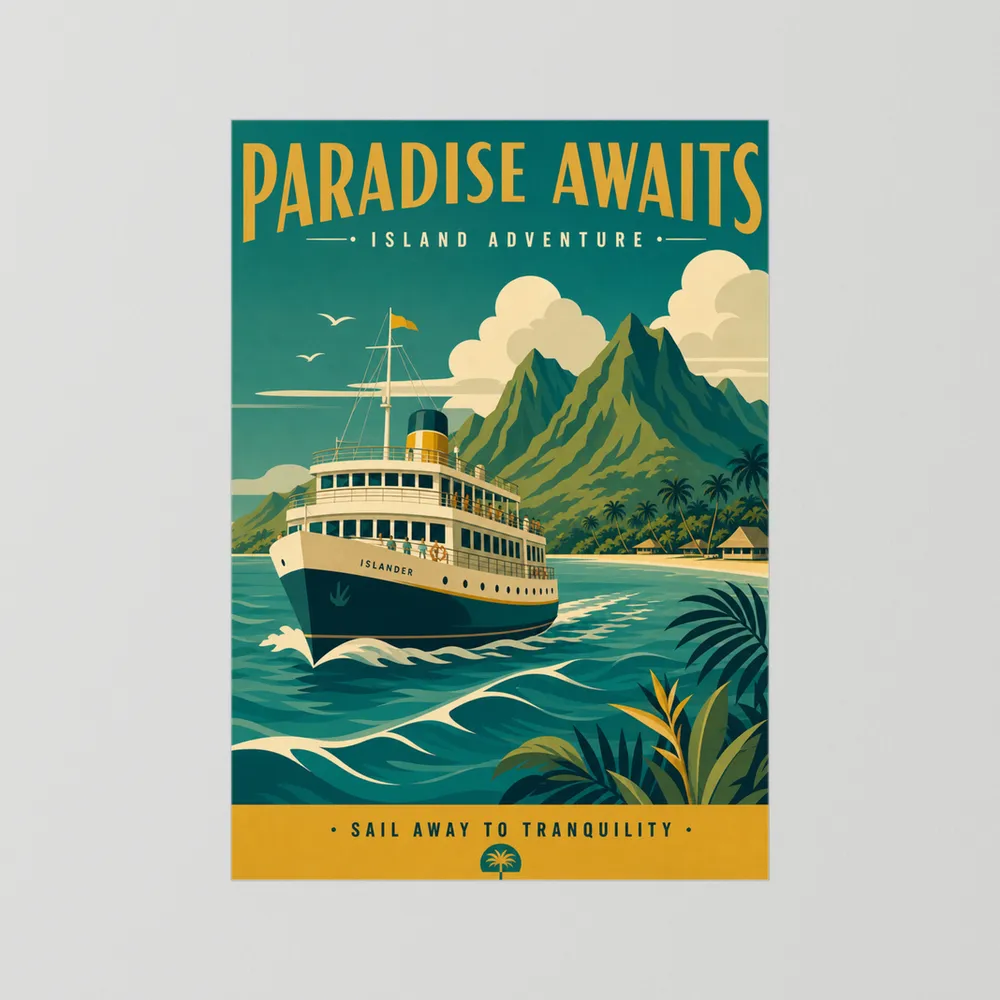 Paradise Awaits Vintage Island Travel Poster Art Print
