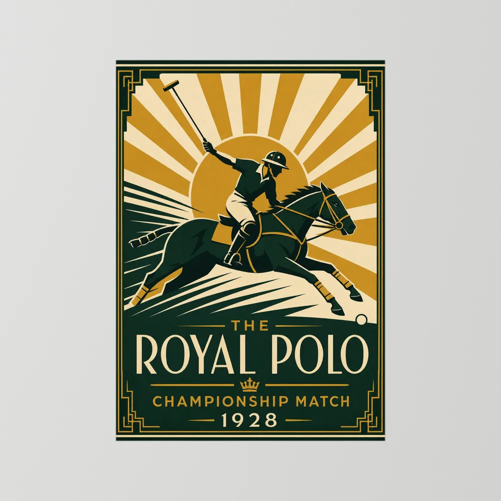 The Royal Polo: Championship Match 1928 – Vintage Art Deco Sports Poster Print