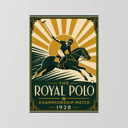 The Royal Polo: Championship Match 1928 – Vintage Art Deco Sports Poster Print