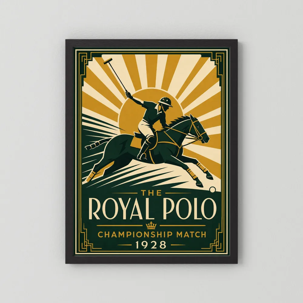 The Royal Polo: Championship Match 1928 – Vintage Art Deco Sports Poster Print