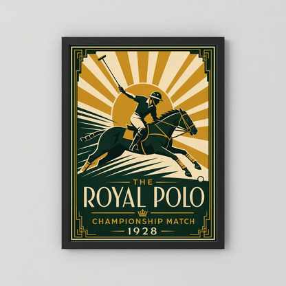 The Royal Polo: Championship Match 1928 – Vintage Art Deco Sports Poster Print