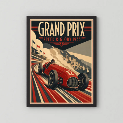 Grand Prix: Speed & Glory 1935 – Vintage Art Deco Racing Poster Print