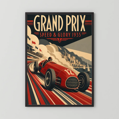 Grand Prix: Speed & Glory 1935 – Vintage Art Deco Racing Poster Print