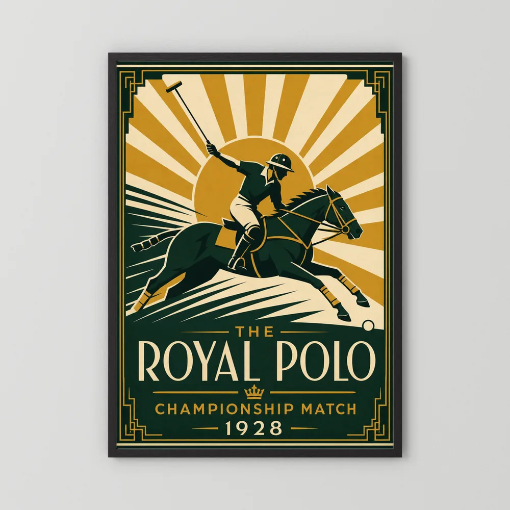 The Royal Polo: Championship Match 1928 – Vintage Art Deco Sports Poster Print
