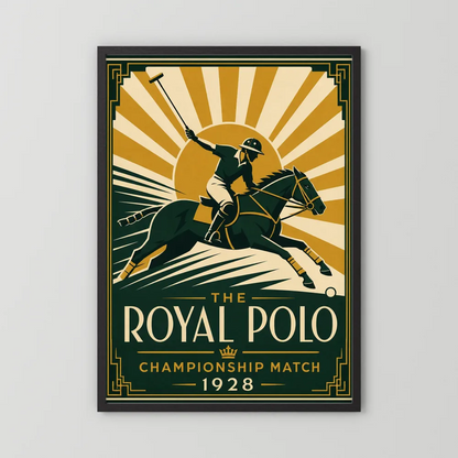 The Royal Polo: Championship Match 1928 – Vintage Art Deco Sports Poster Print