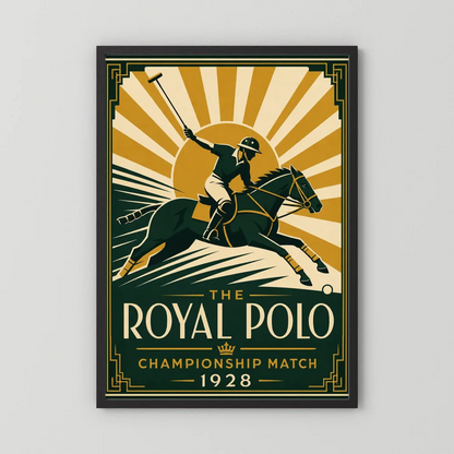 The Royal Polo: Championship Match 1928 – Vintage Art Deco Sports Poster Print
