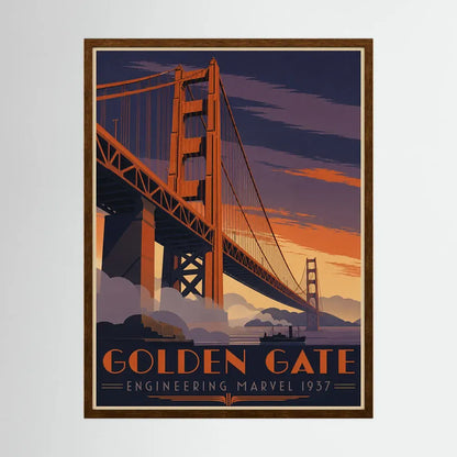 Golden Gate: Engineering Marvel 1937 – Vintage San Francisco Travel Poster Print