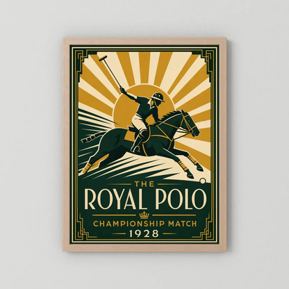 The Royal Polo: Championship Match 1928 – Vintage Art Deco Sports Poster Print