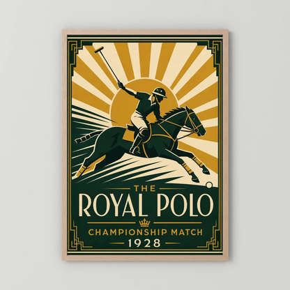 The Royal Polo: Championship Match 1928 – Vintage Art Deco Sports Poster Print