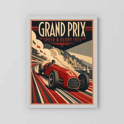 Grand Prix: Speed & Glory 1935 – Vintage Art Deco Racing Poster Print