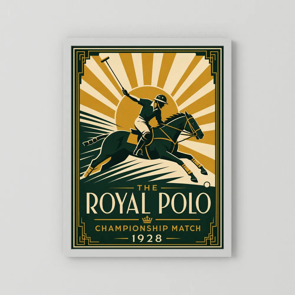 The Royal Polo: Championship Match 1928 – Vintage Art Deco Sports Poster Print