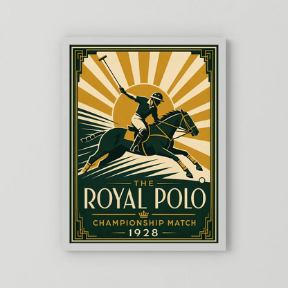 The Royal Polo: Championship Match 1928 – Vintage Art Deco Sports Poster Print