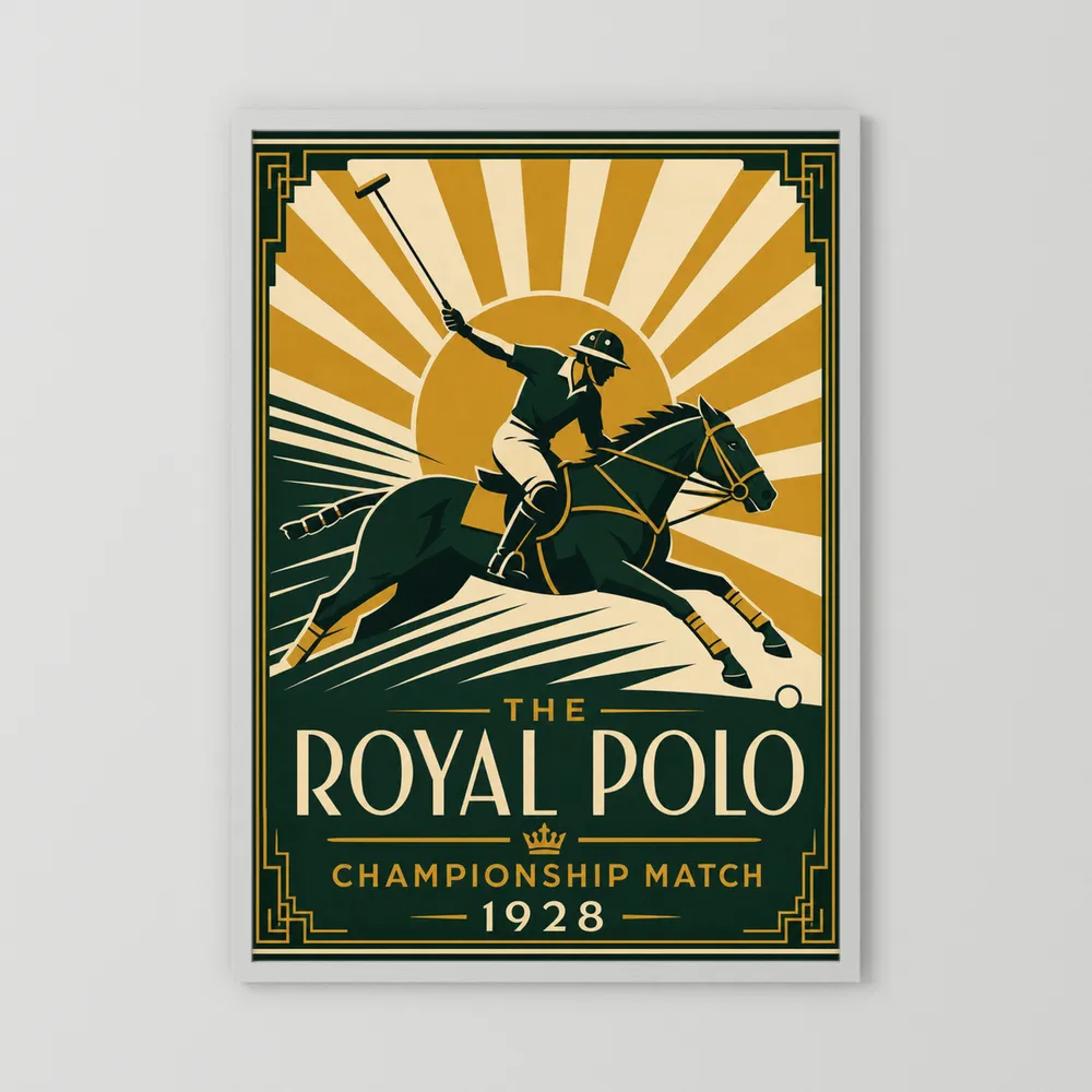 The Royal Polo: Championship Match 1928 – Vintage Art Deco Sports Poster Print