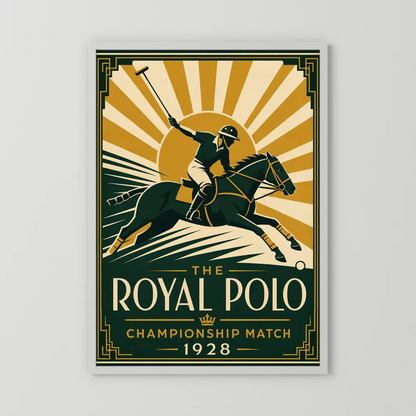 The Royal Polo: Championship Match 1928 – Vintage Art Deco Sports Poster Print