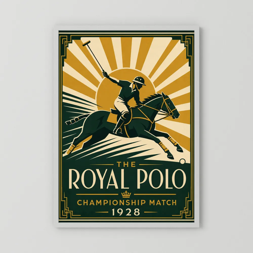 The Royal Polo: Championship Match 1928 – Vintage Art Deco Sports Poster Print