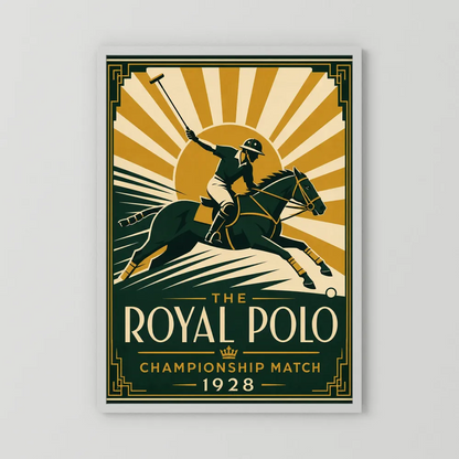 The Royal Polo: Championship Match 1928 – Vintage Art Deco Sports Poster Print